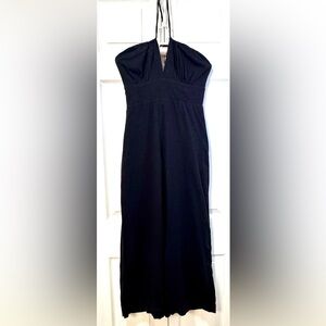 Free People Wide Leg adjustable Tie Neck Jumpsuit XS Black EUC